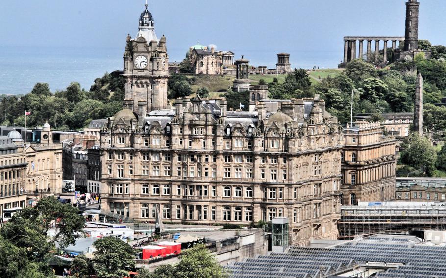 A panoramic view of Edinburgh in Scotland showing the Historic buildings