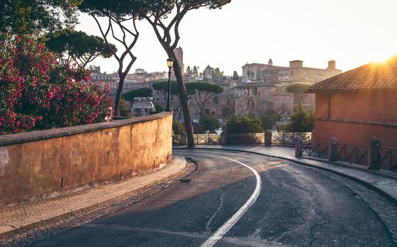 Road leading into an Italian town
