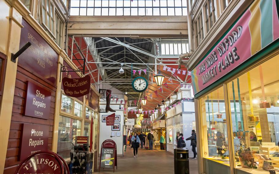 Interior with decoration inside the Covered Market in Oxford 