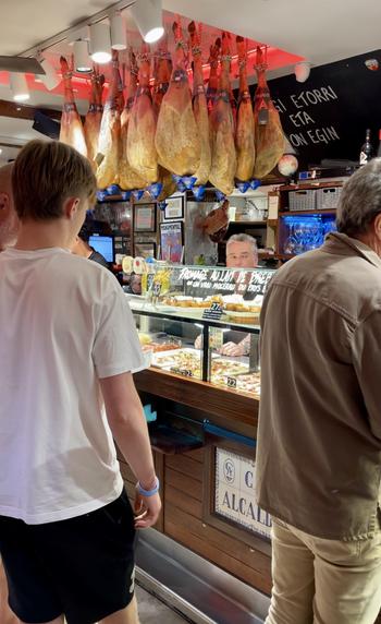 Two men standing at the counter 