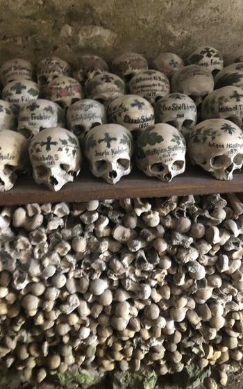 Decorated skulls at the Beinhause