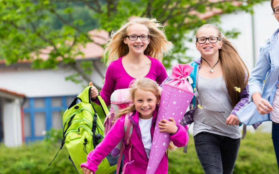 Group of students returning to school