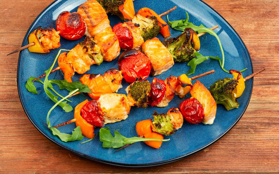 Salmon Veggie Kabobs