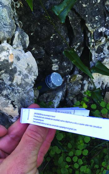 A small sized geocache may only have enough space for a tiny logbook.