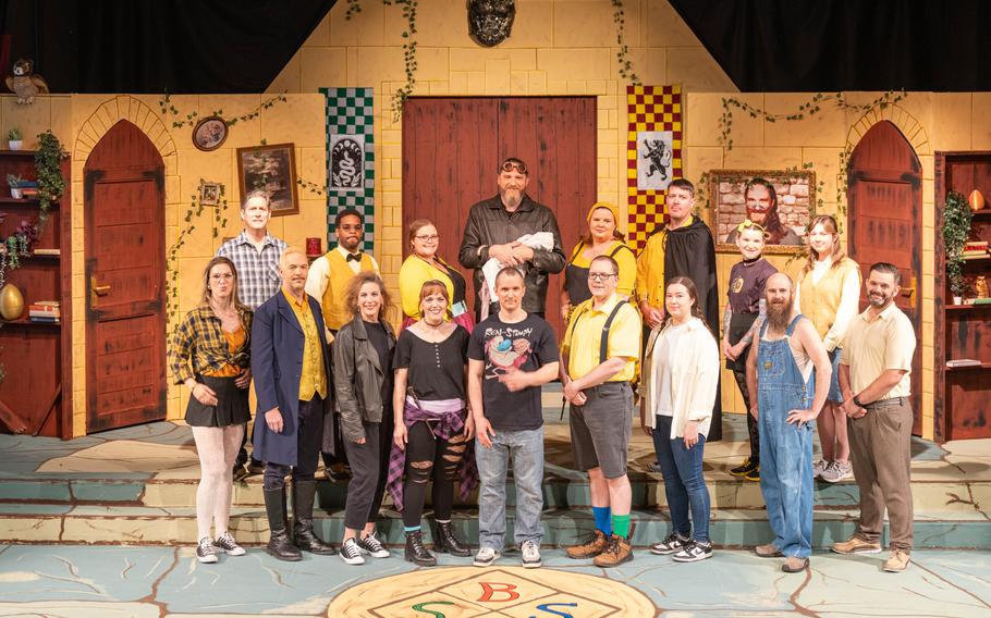 Cast and crew of “Puffs” at the Stuttgart Theatre Center.