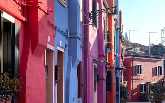 Row of colorful houses in Burano, Italy