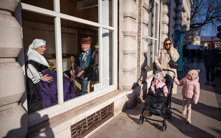 Residents on their way to opening ceremonies for the European Capital of Culture 2025 in Nova Gorica - Gorizia.