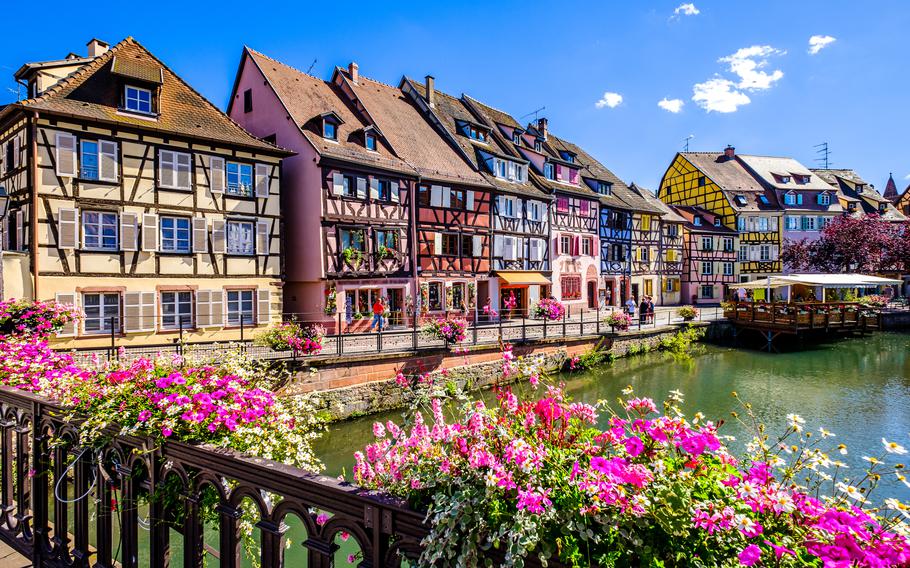 famous old town with historic halftimbered facades in Colmar, France
