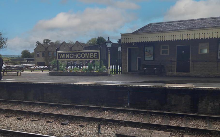 Winchcombe sign at the train station