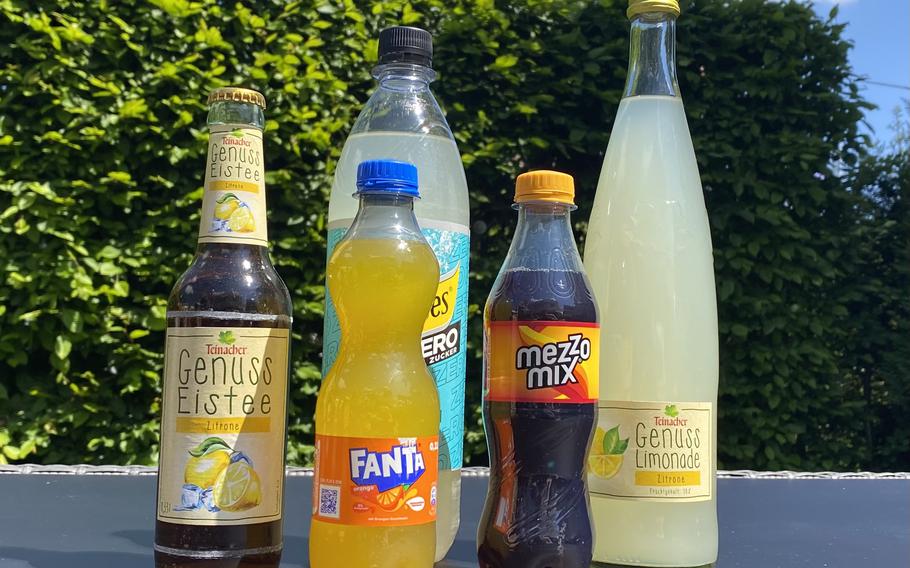 A selection of German soft drinks.