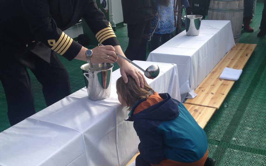 Arctic baptism aboar the Nordnorge Hurtigruten ship in Norway