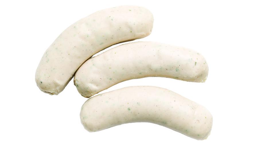 The bavarian weisswurst isolated on white background.