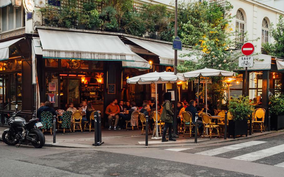 Paris is known for its food and outdoor cafes.