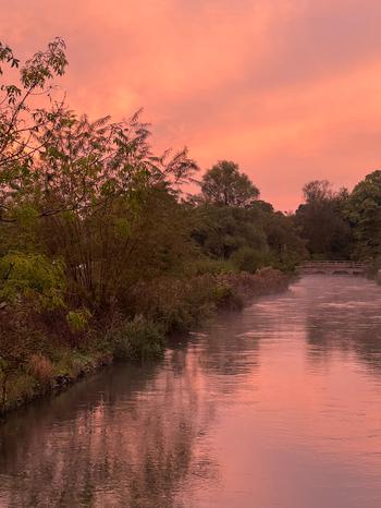 Sunrise over Bibury stream