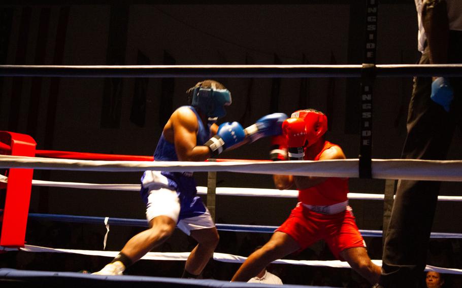 U.S. Soldiers participate in the U.S. Army Garrison Bavaria Halloween Invitational Boxing Championship at Tower Barracks, Grafenwoehr, Germany, Oct. 26, 2024. 