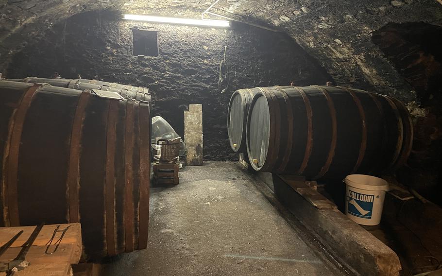 Wine casks in the basement.