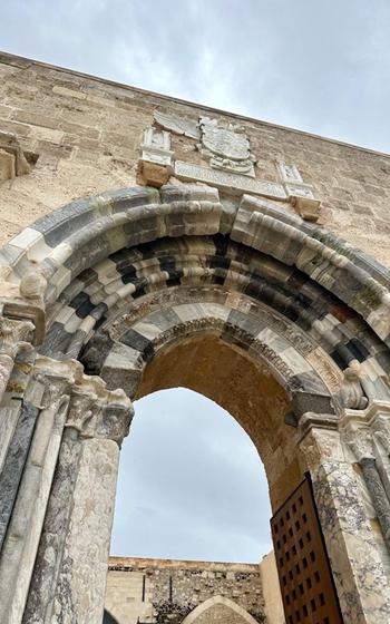 Archway at Maniace Castle from the point of view from looking above