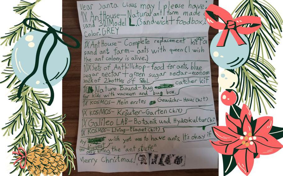 Letter to Santa from future entomologist