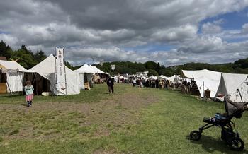 Vendor tents lined up at the festival