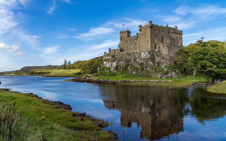 Dunvegan Castle and harbour on the Island of Skye, Scotland