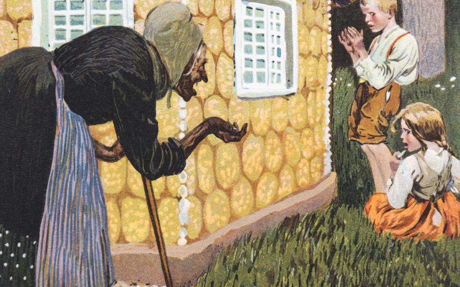 Hansel and Gretel. Illustration from a Grimm Brothers Fairy Tales Book published in the 1920s.
