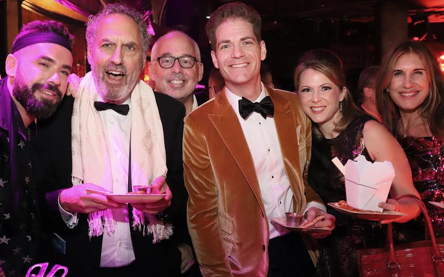 JJ Powell, Howard Ignal, Marc Levine, Michael and Julia Lamon at the “Merrily We Roll Along” after party, fall 2023.