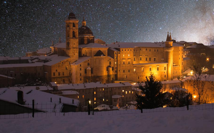 Winter night in Urbino, Italy