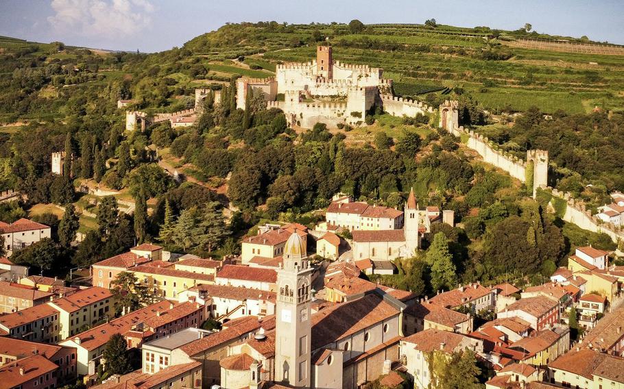 Soave, Italy from above on a sunny day