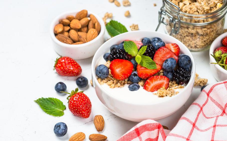 Greek yogurt with berries and granola