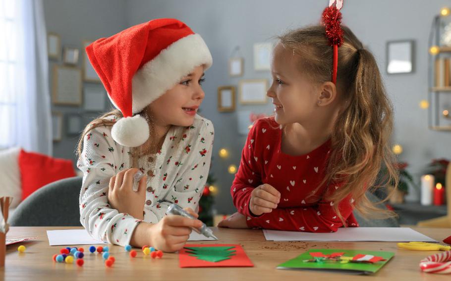 Kids making hand-made cards