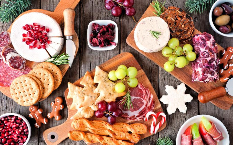 Holiday-themed charcuterie board