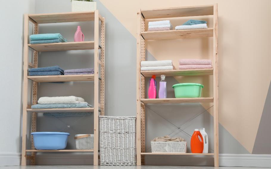 Organized wooden shelves