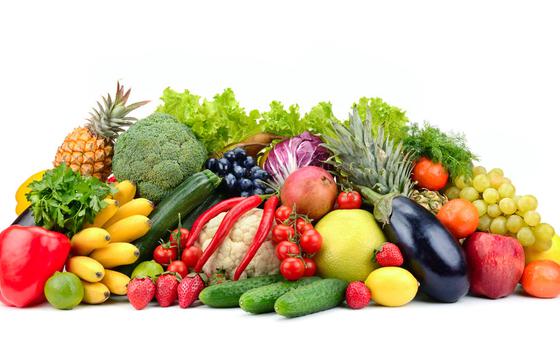 A pile of fruits and vegetables