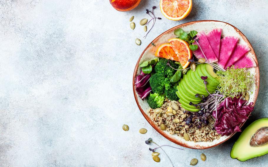 Quinoa with fruit bowl