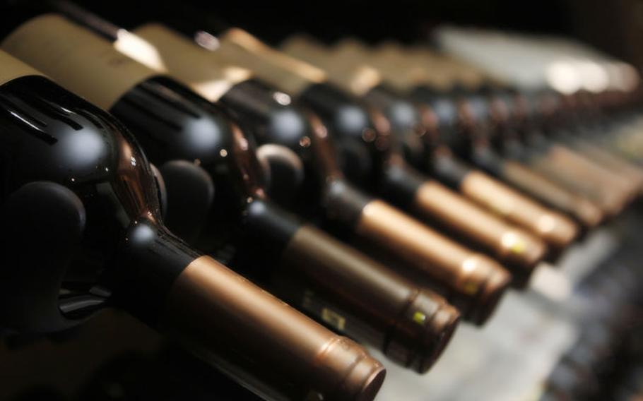 Row of wine bottles