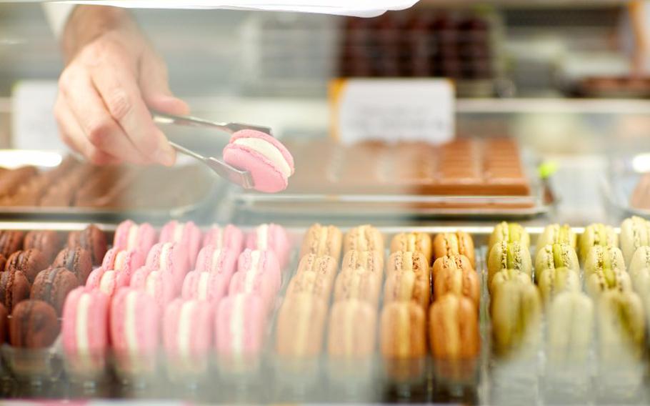 Macarons in showcase