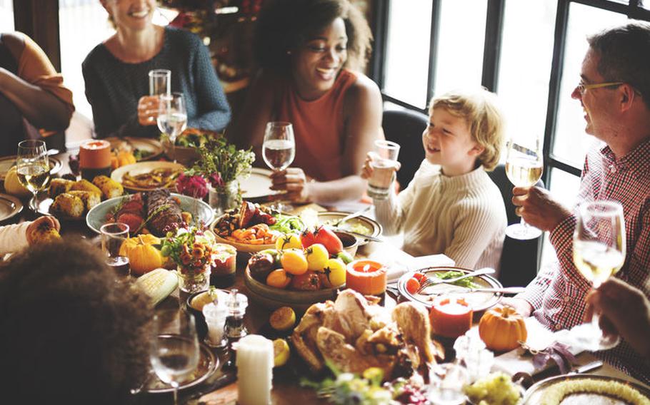 Thanksgiving table full of people