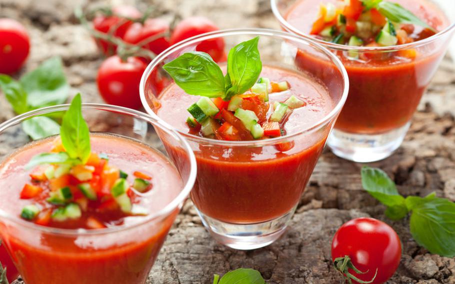 Gazpacho soup in glasses