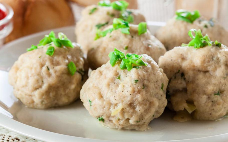 Bavarian bread dumplings on plate