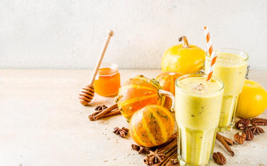 Pumpkin smoothies with pumpkins