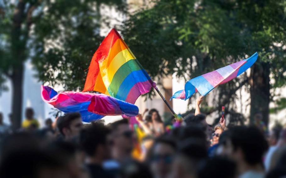 LGBTI, Bisexual and transgender flags at the Gay pride parade