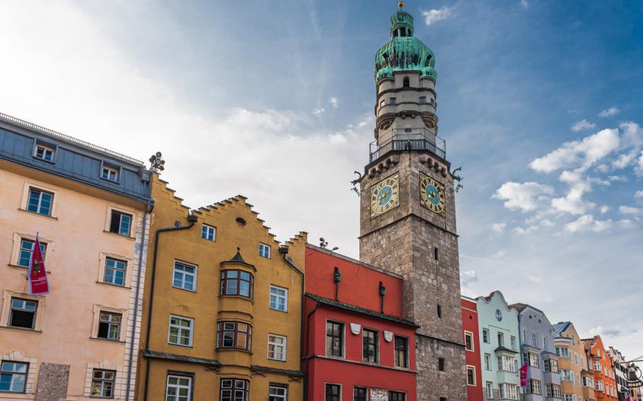 City tower in old town of Innsbruck, Austria