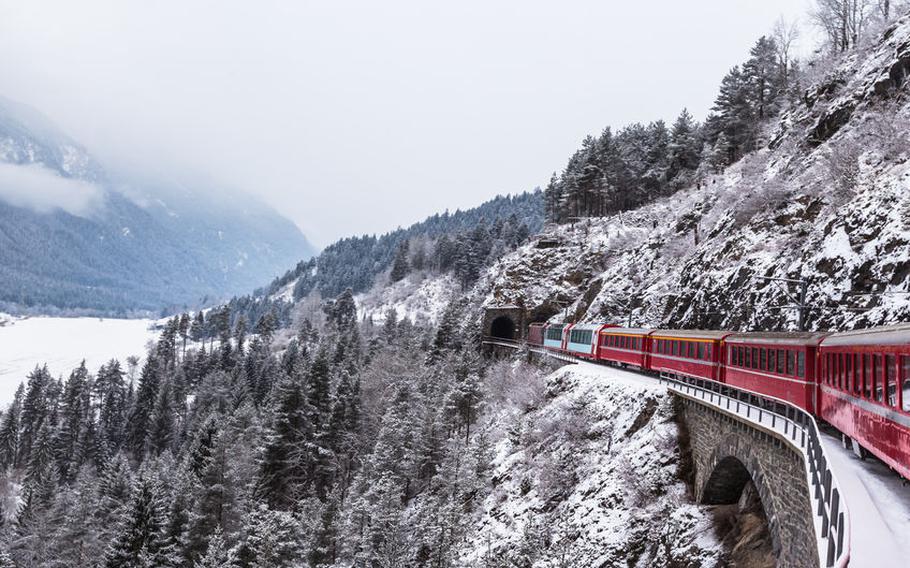 Train on mountain
