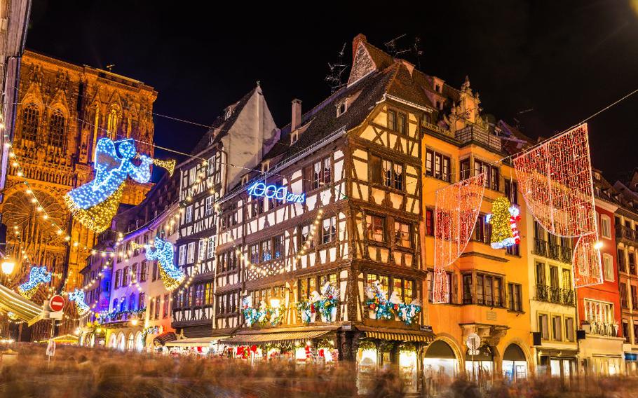 Buildings near Strasbourg Cathedral before Christmas