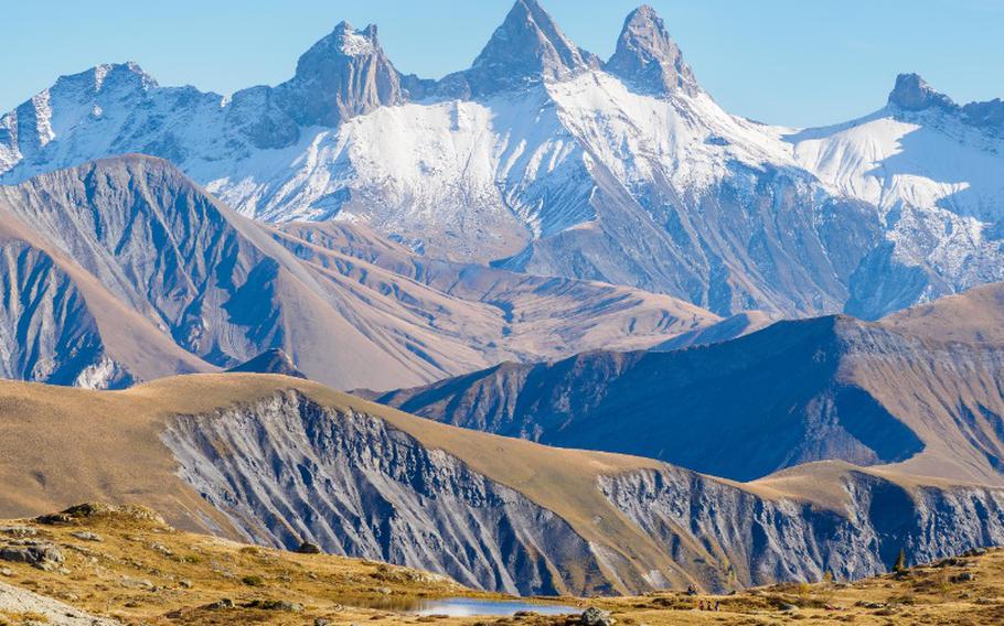 Mountain view in Ecrins national park from Col de la Croix de Fer, France