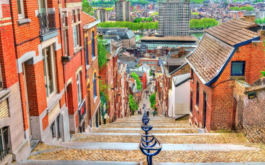 Montagne de Bueren, a 374-step staircase in Liege, Belgium