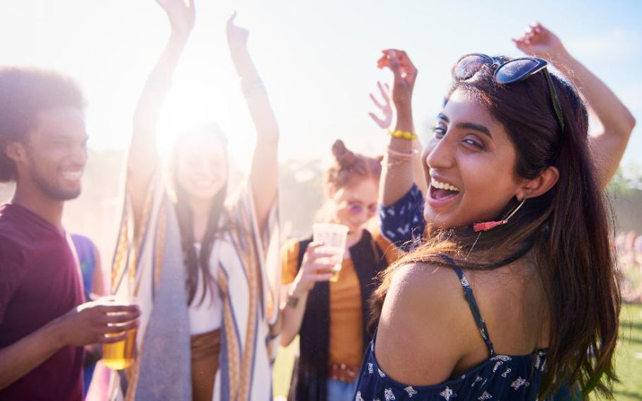 Woman and her friends at a festival