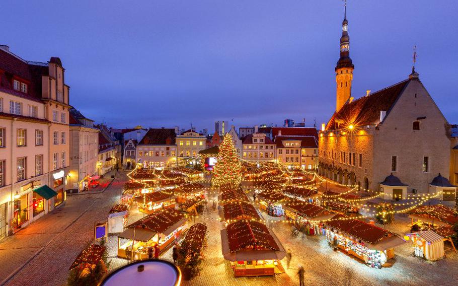 Tallinn town hall square at Christmas