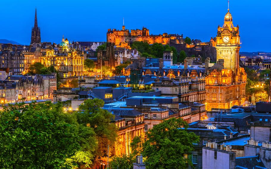 Edinburgh at nightfall | Photo by Ionut David