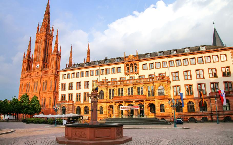 Schlossplatz with Marktkirche in Wiesbaden